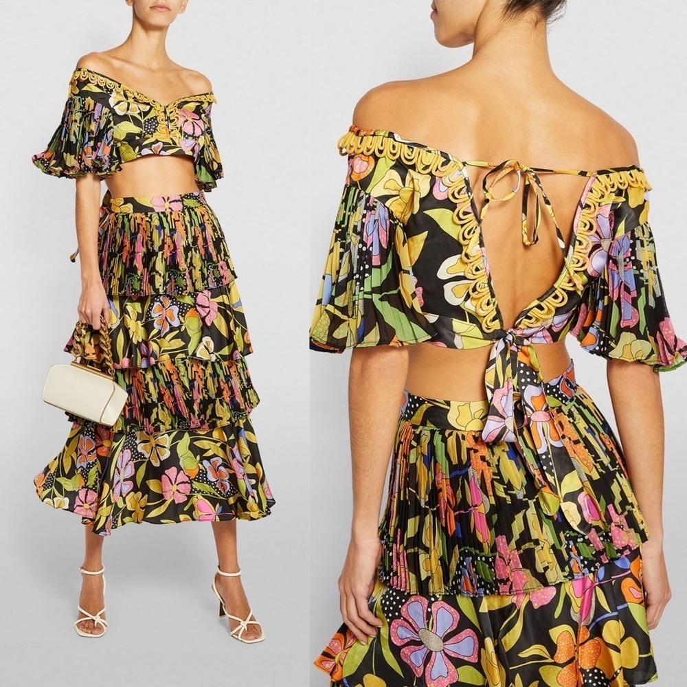 Celia B Off-The-Shoulder Frangipani Crop Top